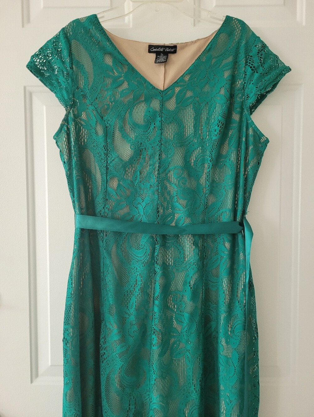 Cocktail Emerald Green Lace Fit-and-Flare Dress